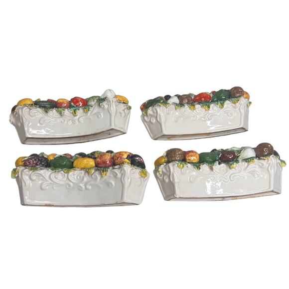 Vintage Large Italian Majolica Vegetable Topiary Centerpiece Ring 8 Piece Set - Picture 9 of 16